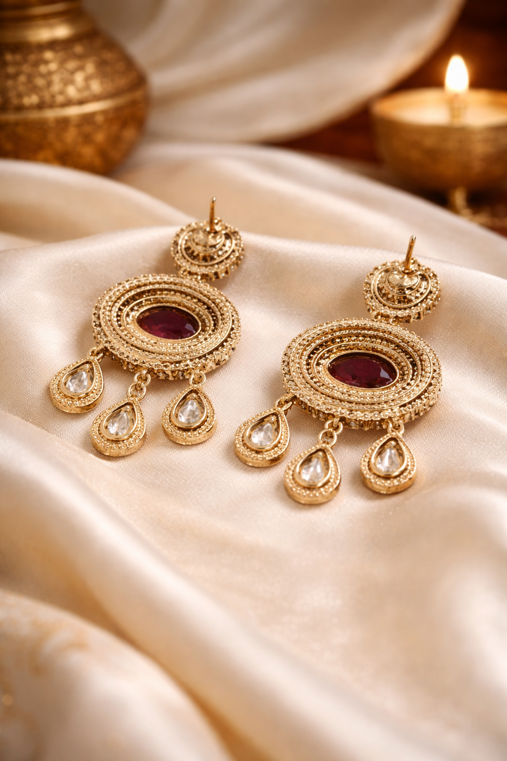 Gulmarg Royale Ruby Drop Earrings