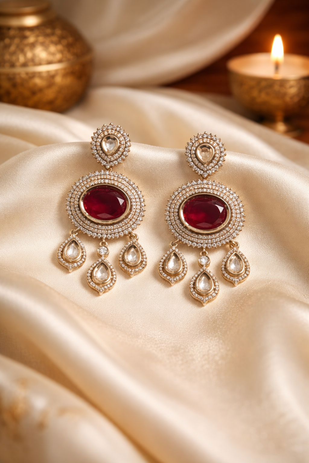 Gulmarg Royale Ruby Drop Earrings