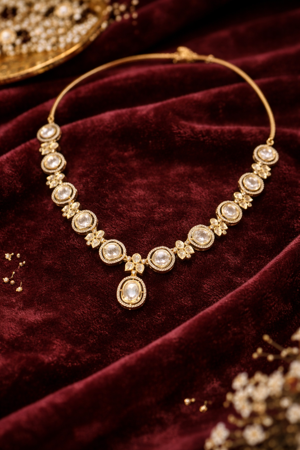 The Alira Round Polki Necklace Set
