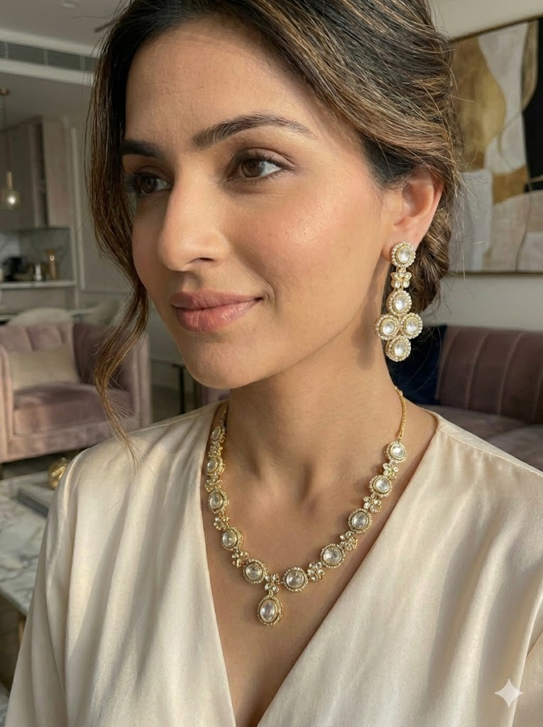 The Alira Round Polki Necklace Set