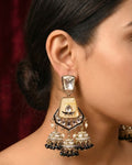 Black Ivory Ruby Kundan Jhumka Earrings