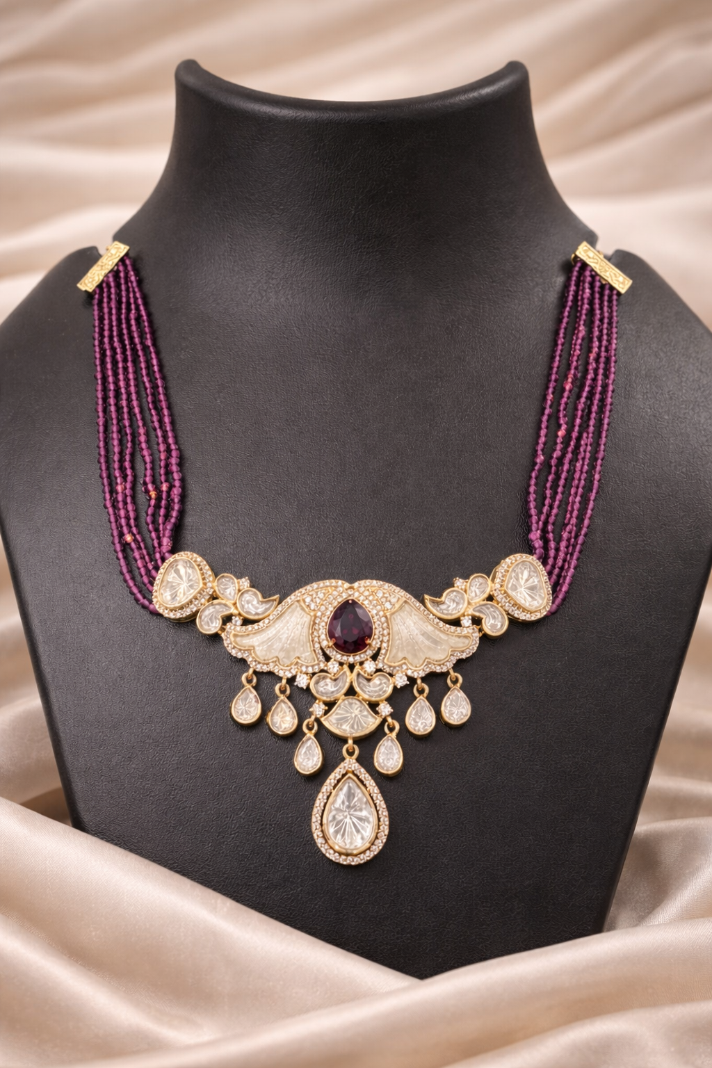The Gulmarg Crimson Winged Pendant Set