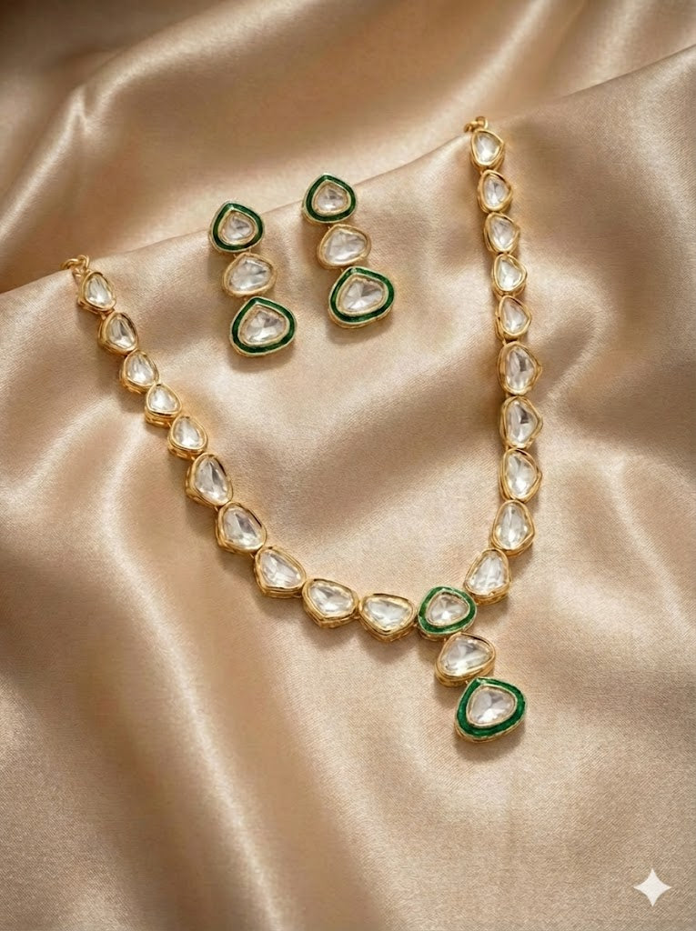 Meher Polki Elegance Set - Emerald Green