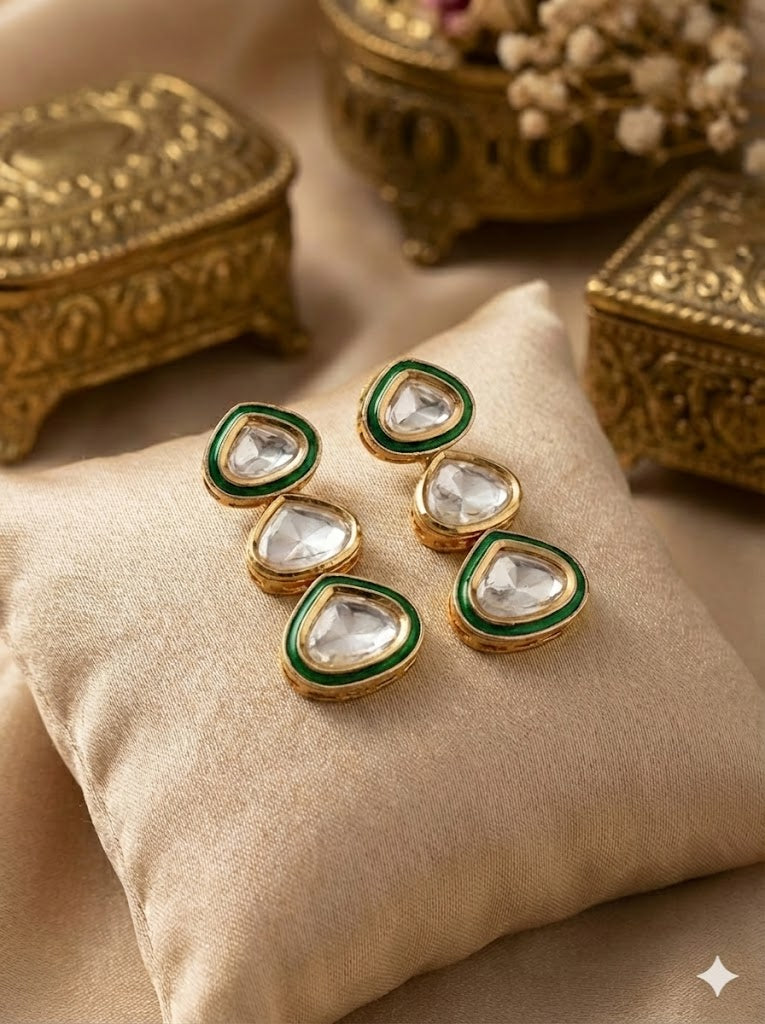 Meher Polki Elegance Set - Emerald Green