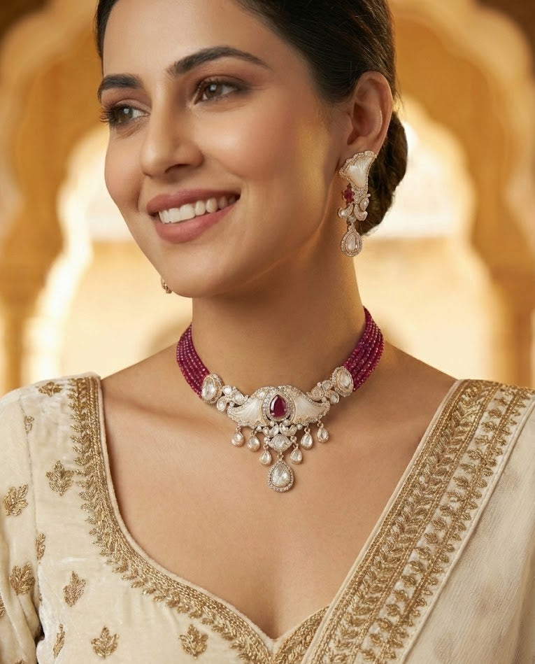 The Gulmarg Crimson Winged Pendant Set