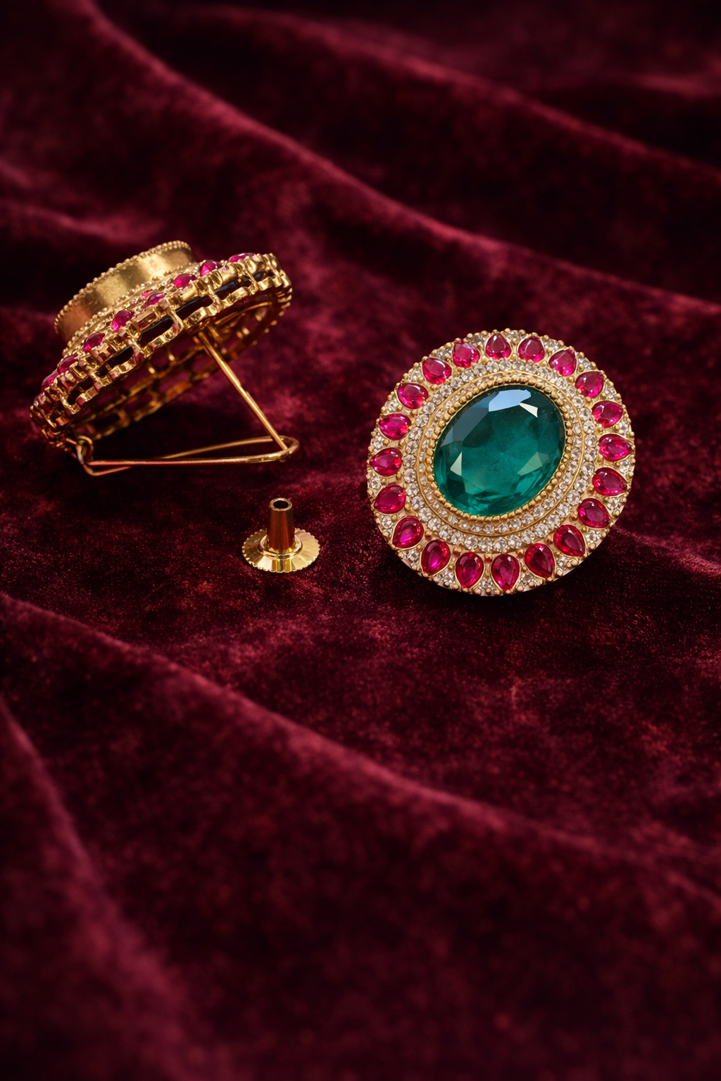 Emerald Green Doublet Stone Stud Earrings