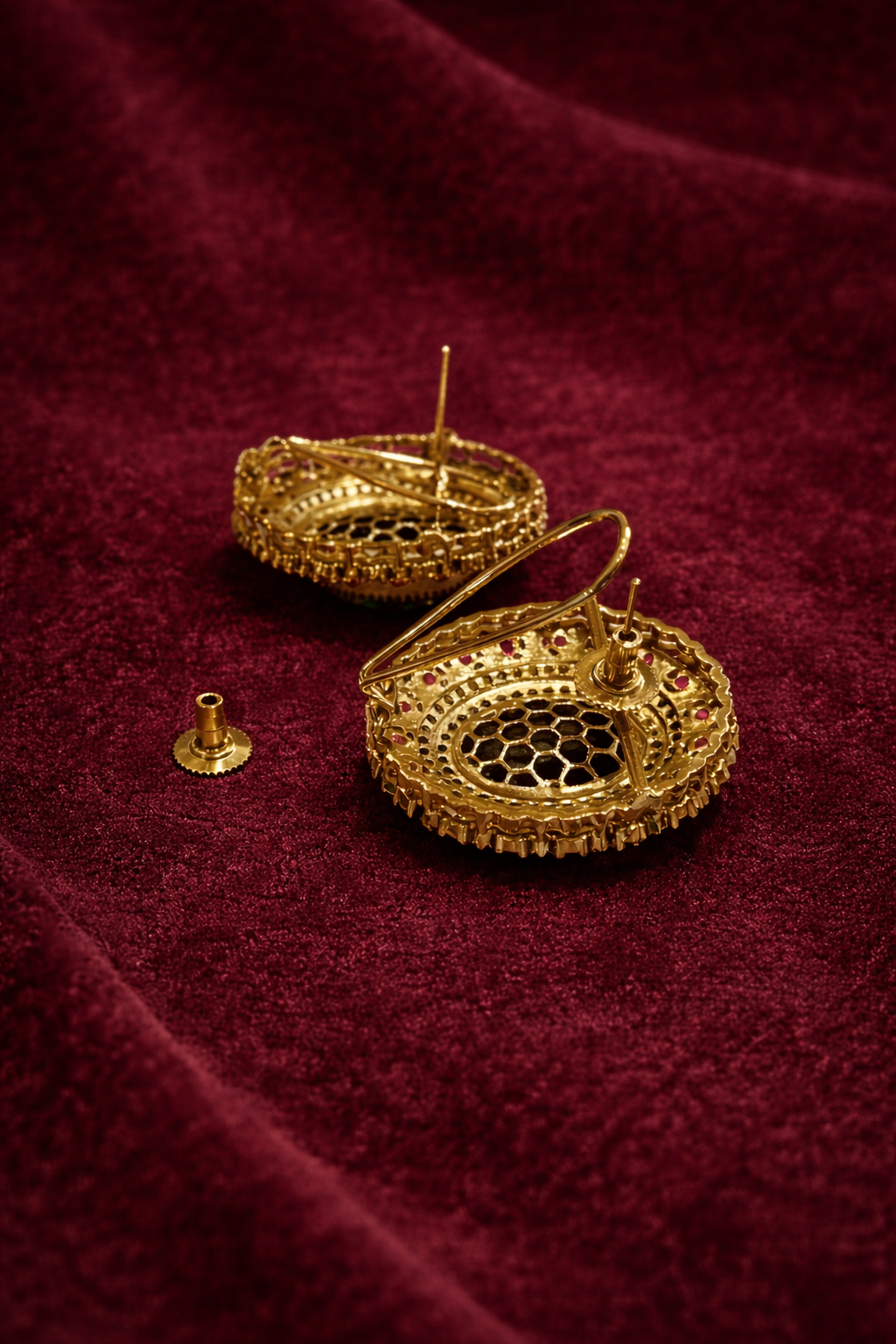 Emerald Green Doublet Stone Stud Earrings