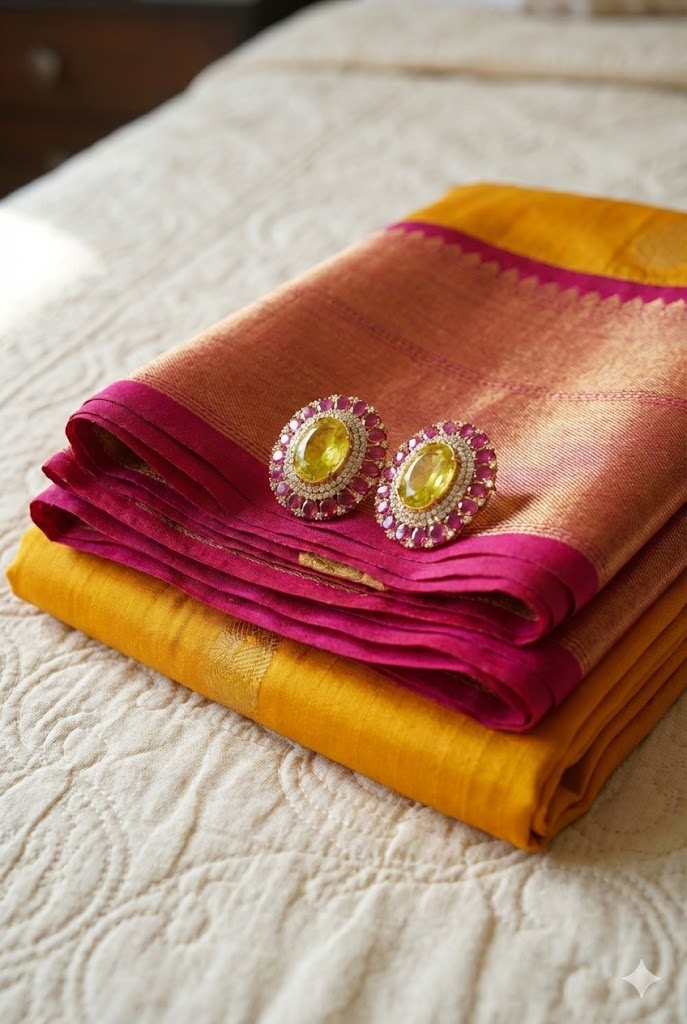 Sun Kissed Haldi Doublet Stone Stud Earrings - Yellow