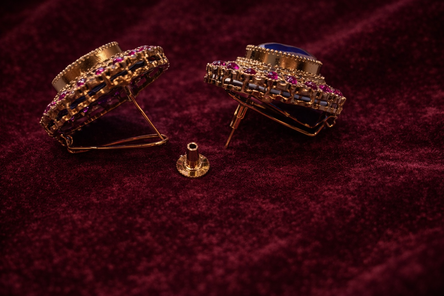 Royal Blue Doublet Stone Stud Earrings - Royal Blue