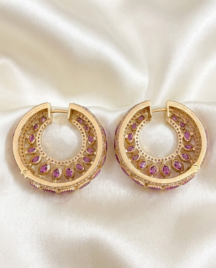 The Gul-e-Rubina Statement Hoops - Ruby Pink