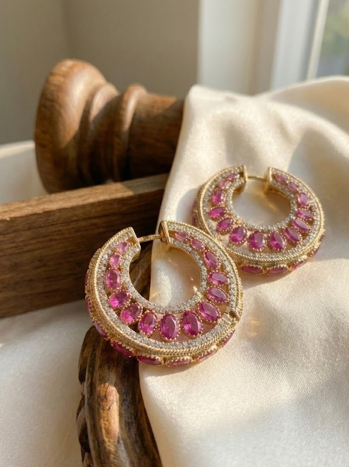 The Gul-e-Rubina Statement Hoops - Ruby Pink