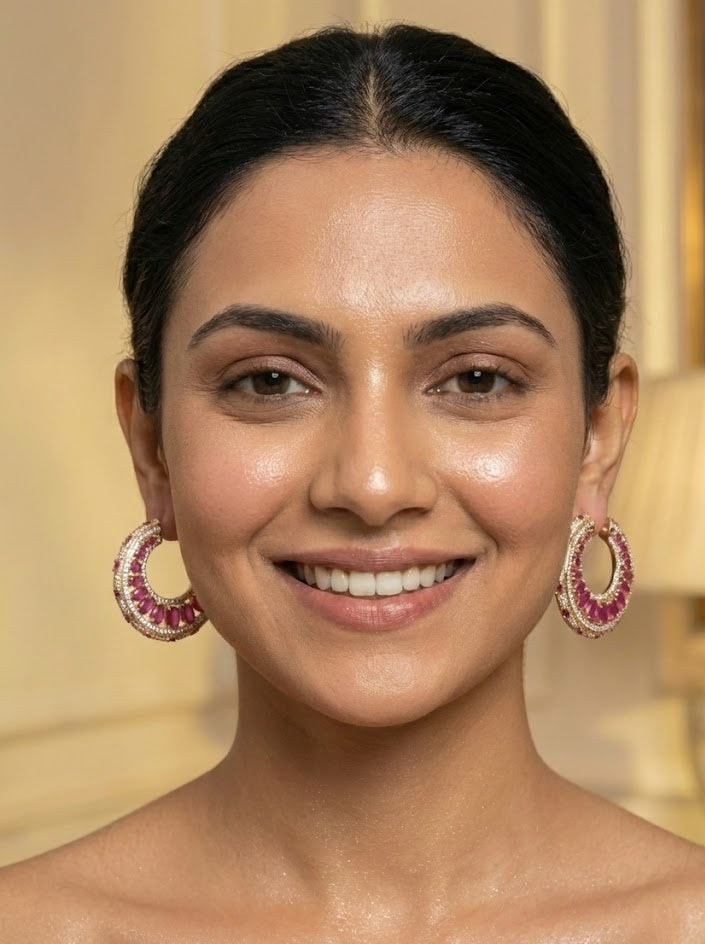 The Gul-e-Rubina Statement Hoops - Ruby Pink