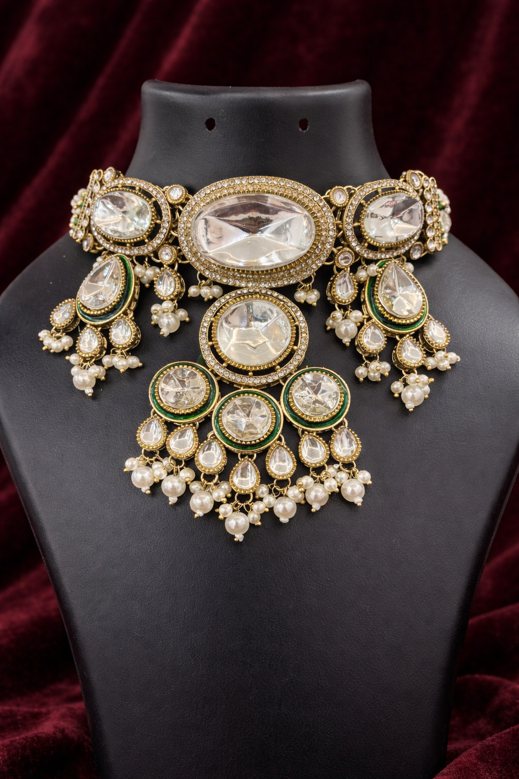 The Jahanara Royal Mirror & Pearl Choker Set