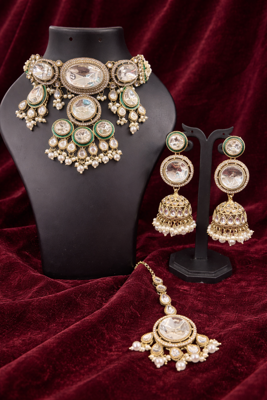 The Jahanara Royal Mirror & Pearl Choker Set
