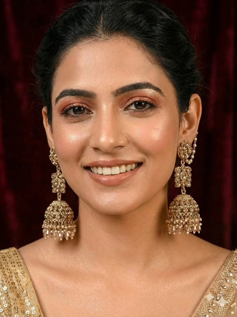 The Zoya Champagne & Pearl Kaan-Chain Jhumkas