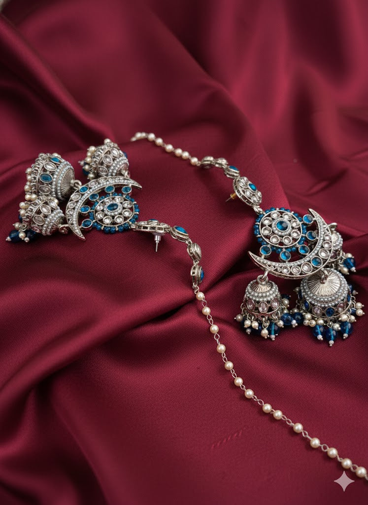 Noor-e-Gulmarg Jhumka - Teal Blue