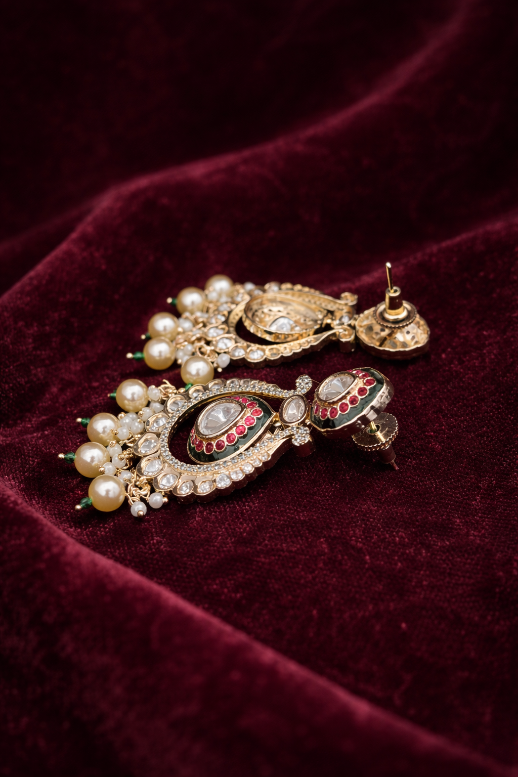 The Maharani Edit: Emerald & Ruby Polki Chandbalis