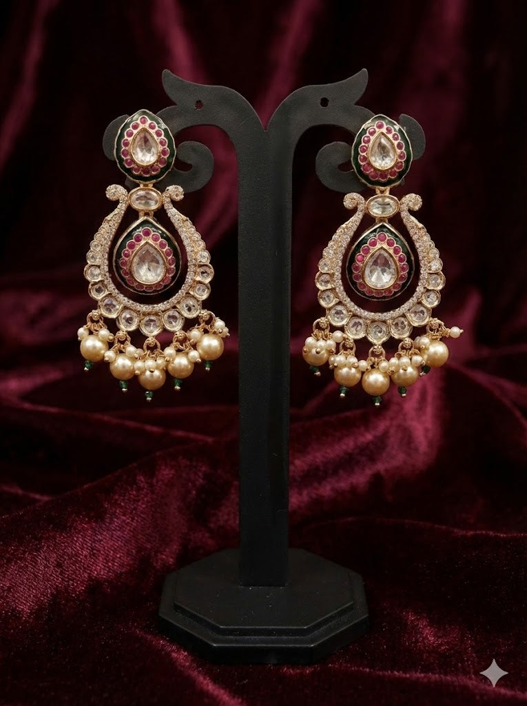 The Maharani Edit: Emerald & Ruby Polki Chandbalis