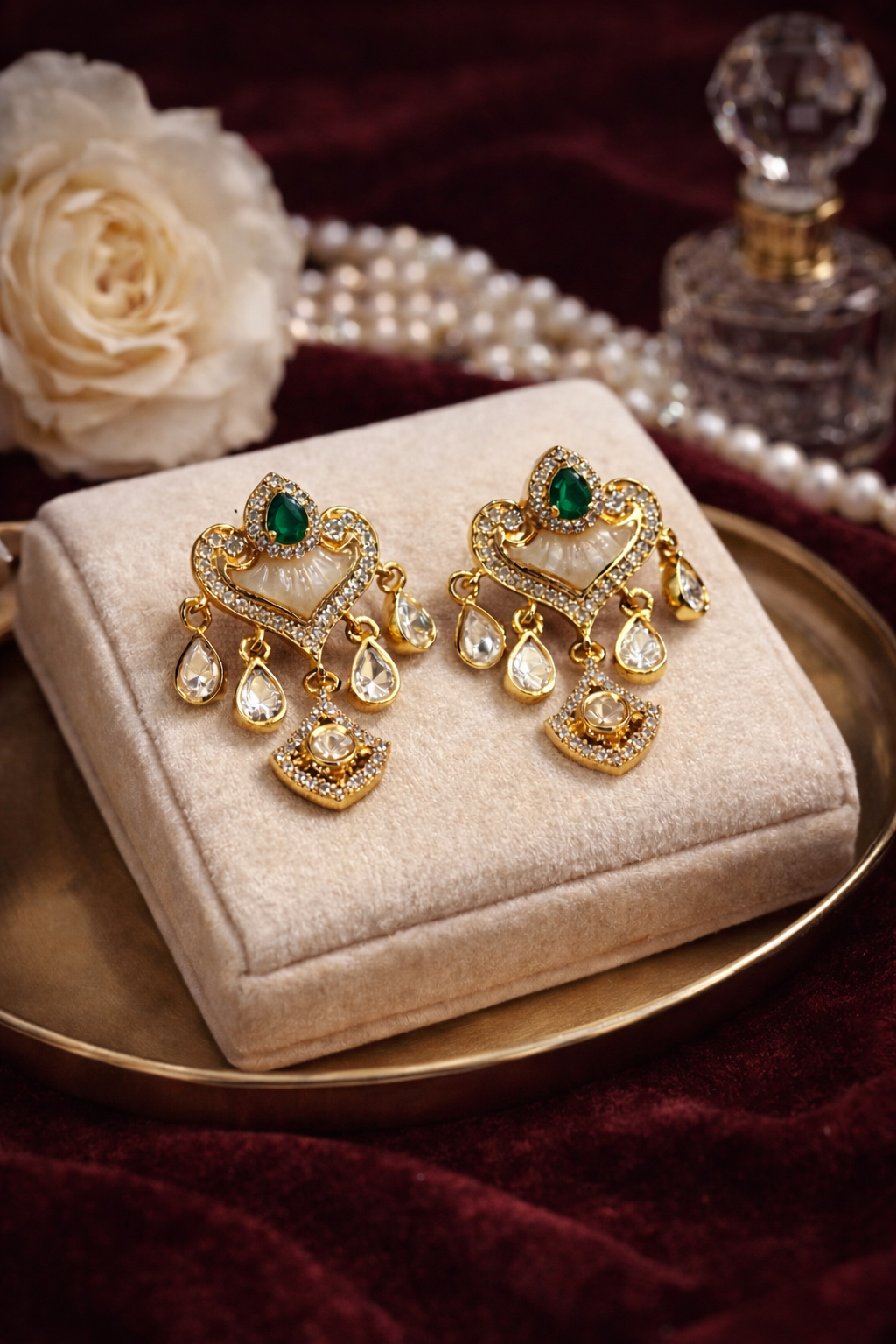 The Sitara Emerald Heart shape Choker Set