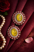 Kundan Yellow Doublet Stone Stud Earring