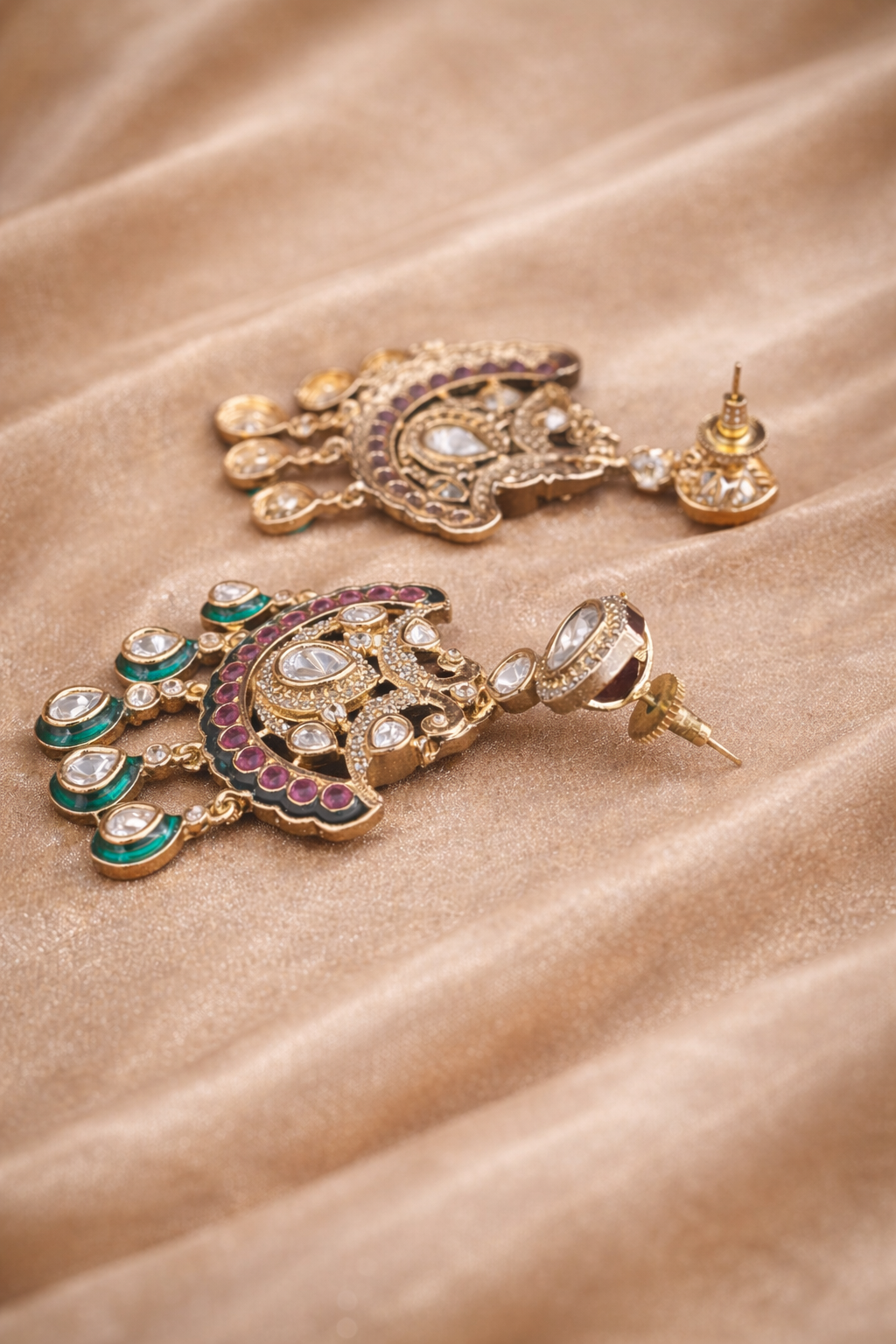 The Zarina Royal Chandbalis -  Deep Blue & Rani