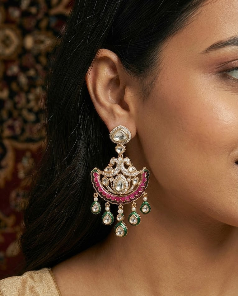 The Zarina Royal Chandbalis -  Deep Blue & Rani