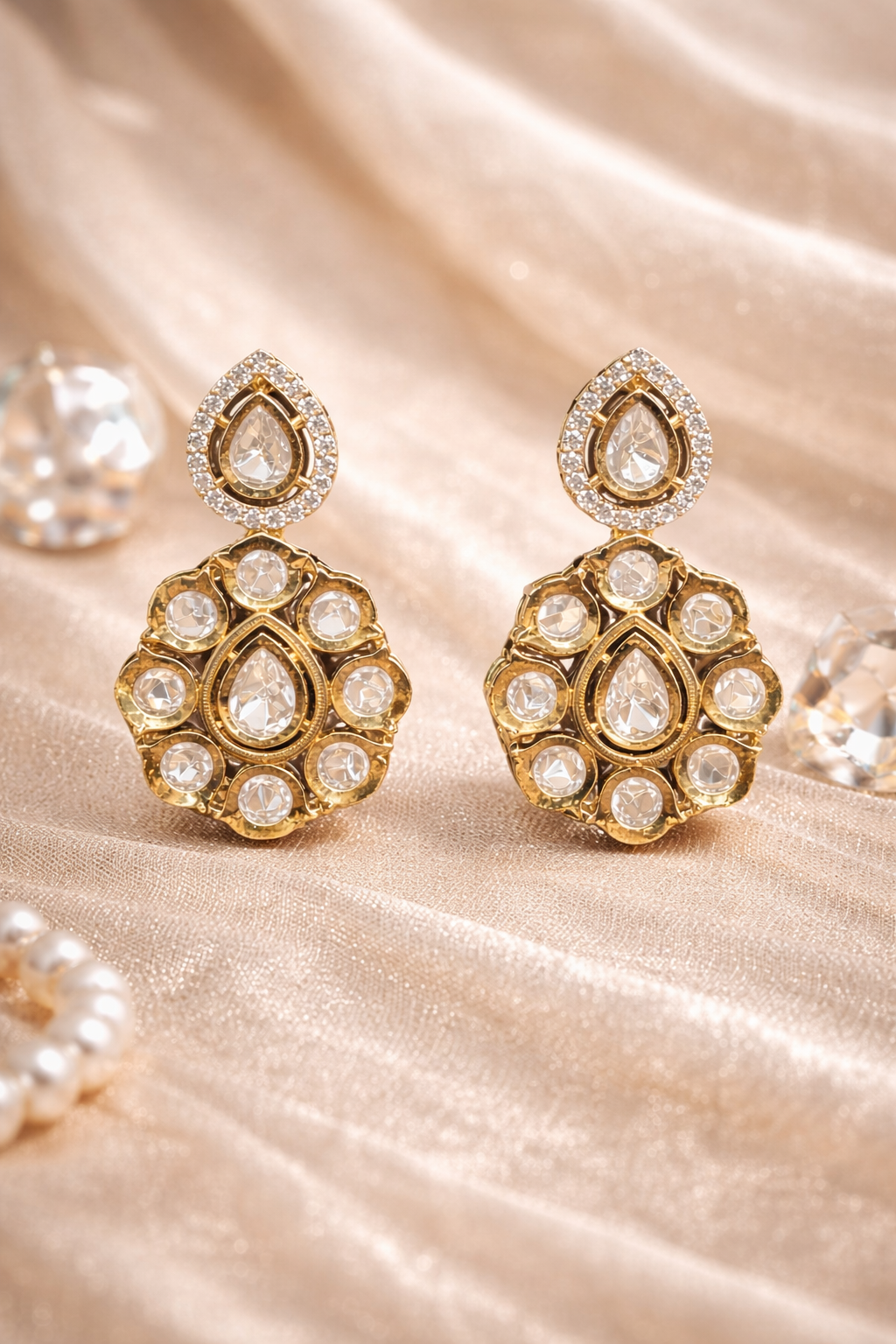 The Zoya Crystal Polki Drop Earrings